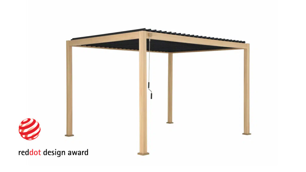 Bioklimatická hliníková pergola Klassik HOLZ NATUR