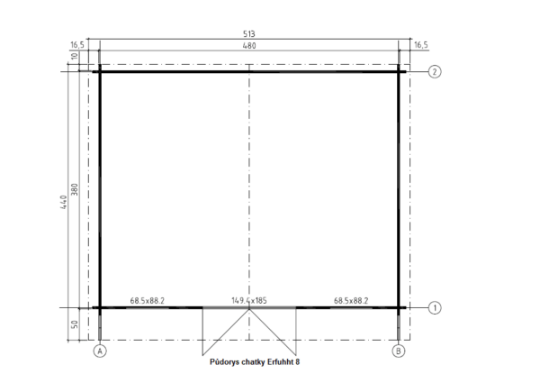 Půdorys zahradní chatky Erfuhrt 8